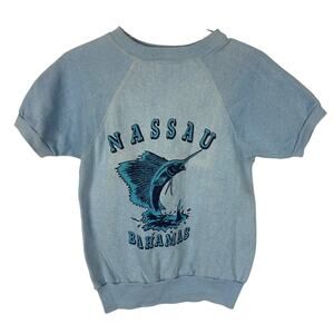Vintage 70s Nassau Souvenir Short Sleeve Marlin Graphic Crew Neck Sweatshirt  S